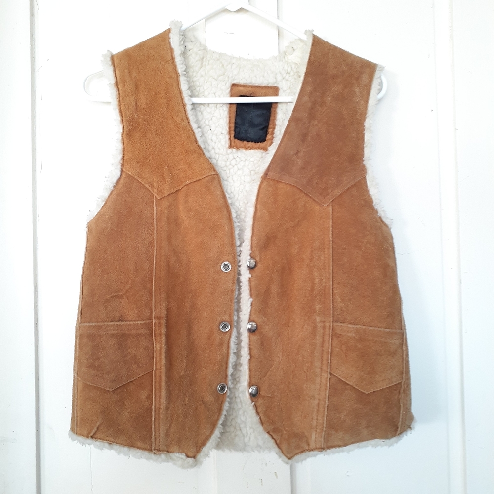 Leather and Sherpa Vest